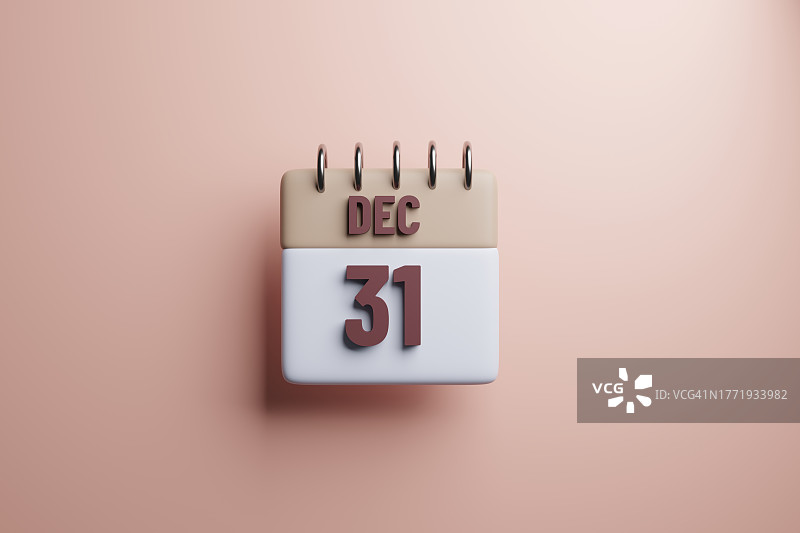 12月31日日历3D渲染图片素材