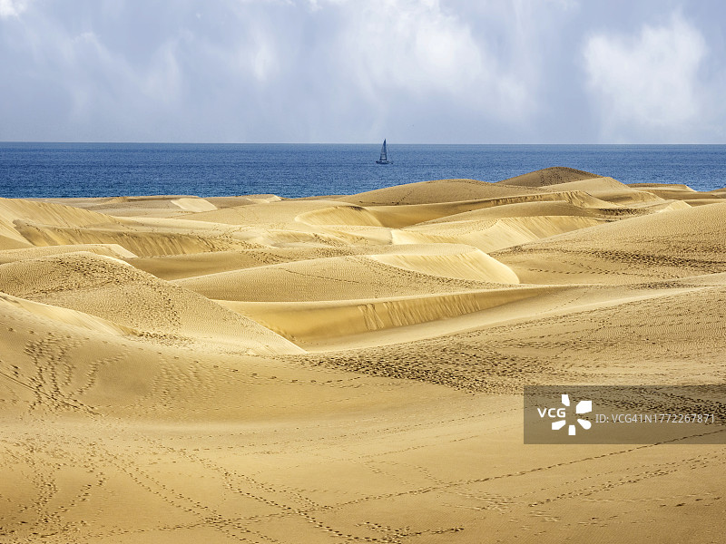 马斯帕洛马斯海边的沙丘景观，加那利群岛图片素材