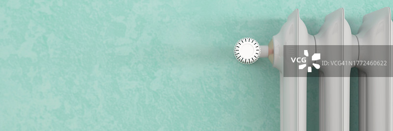 家庭用现代散热器恒温器3D渲染全景照片图片素材