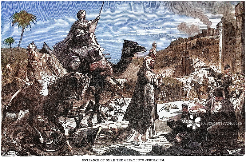 奥马尔大帝进入耶路撒冷（西亚城市）图片素材