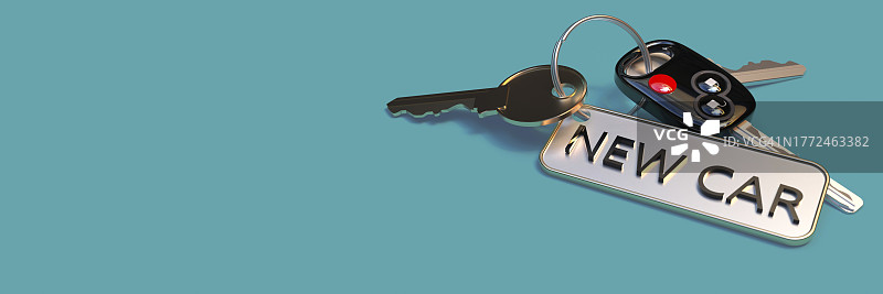 购买新车概念与车钥匙3D渲染图片素材