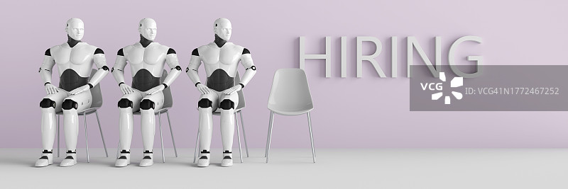 机器人抢占人类工作岗位3D概念图图片素材