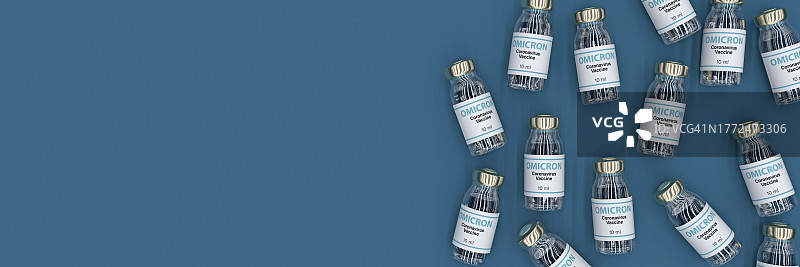 彩色背景上展示的奥密克戎抗病毒概念3D渲染图片素材