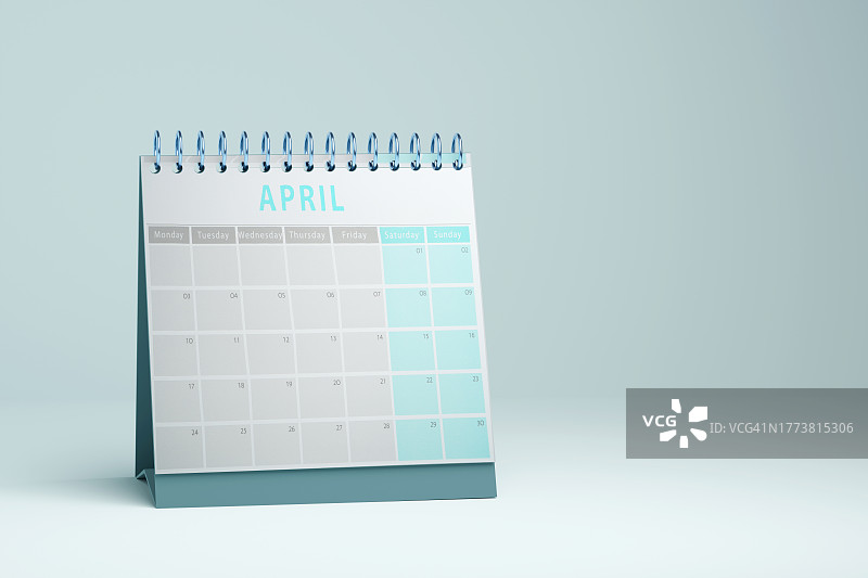 四月日历3D渲染图片素材