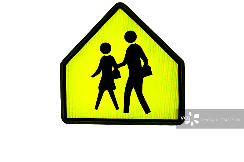 白色背景上的学校十字路口标志图片素材