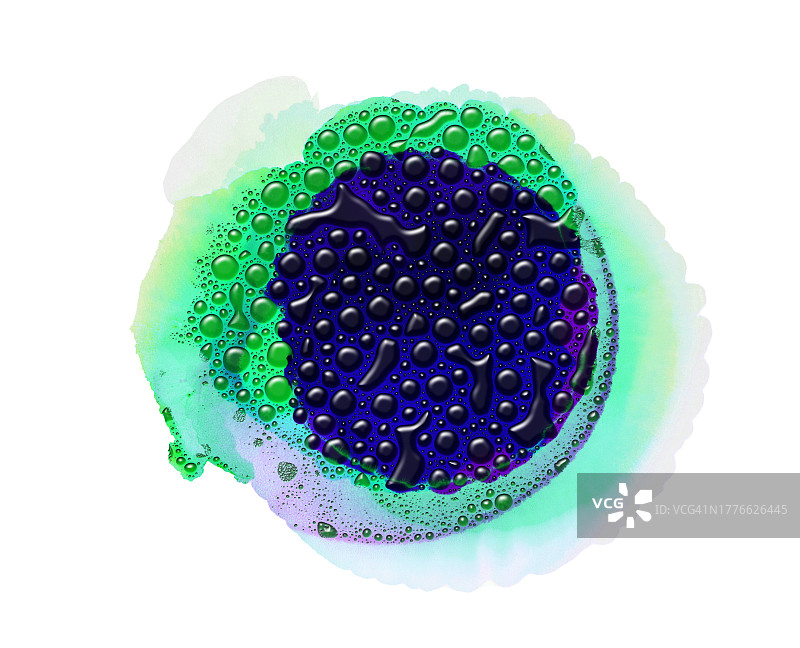 白色画布上的蓝色和绿色颜料图片素材