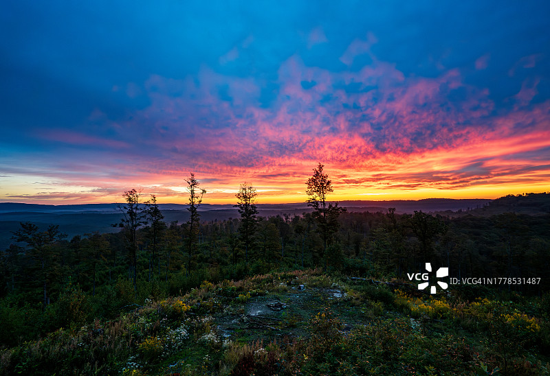 美国宾夕法尼亚州赫克托日落景观图片素材