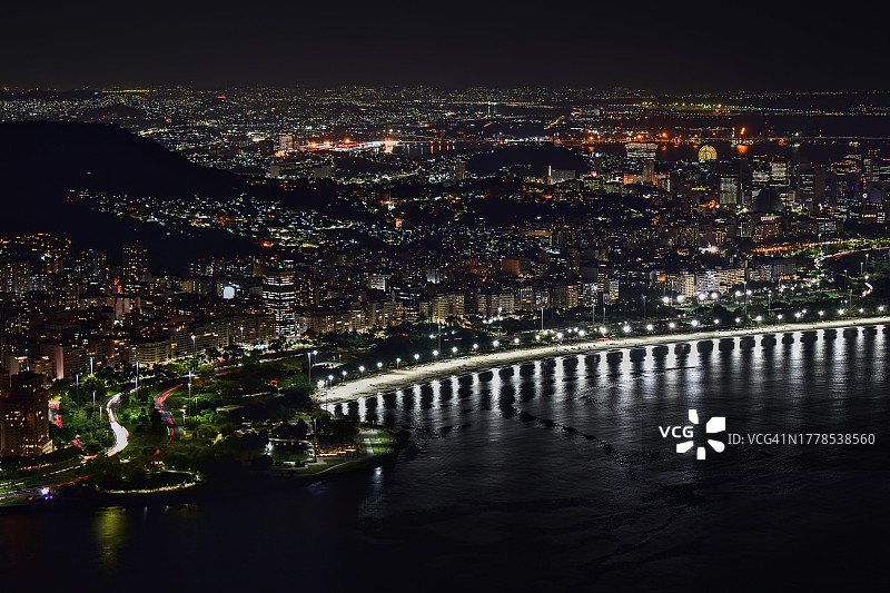 高角度拍摄：城市夜景灯光图片素材