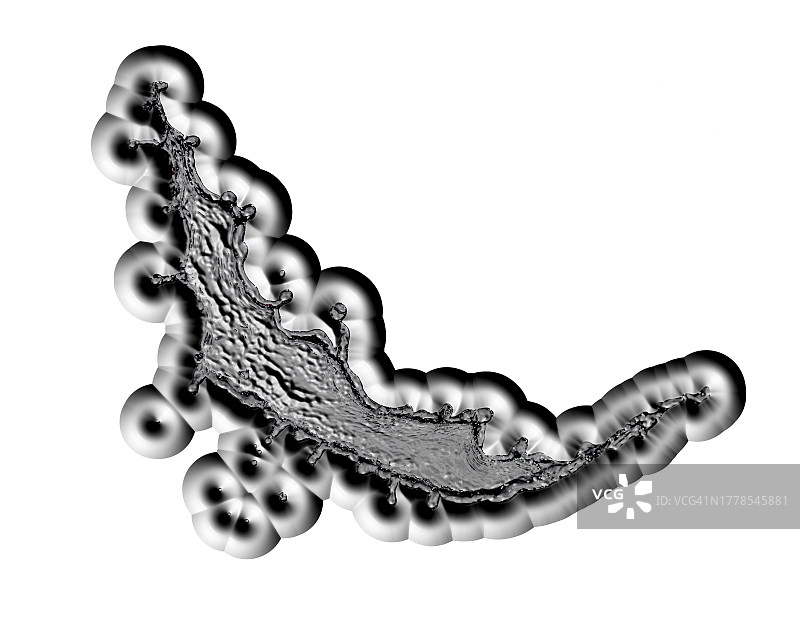 白色背景上干燥的灰色液体浮雕图片素材