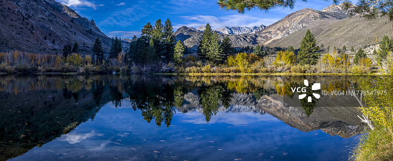 美国加利福尼亚州毕夏普湖畔树木风光图片素材