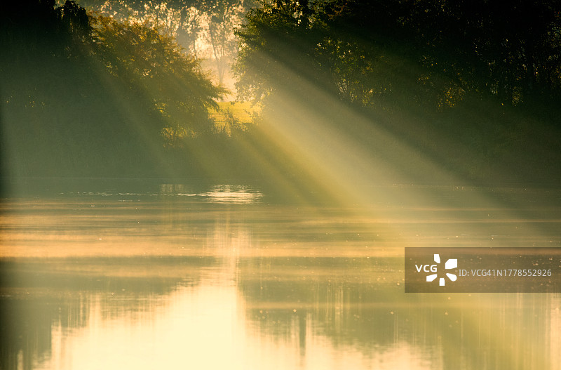 日落时湖对天空的美景图片素材