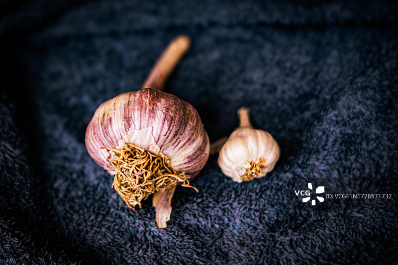 印度古吉拉特邦莫达萨的粗麻布大蒜特写图片素材