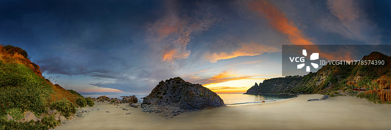 日落时分的海景全景图片素材