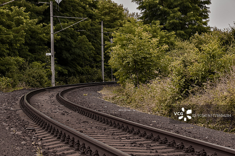 铁路轨道高角度视图图片素材