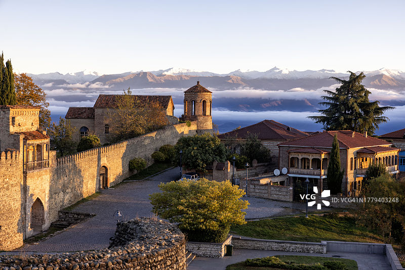 巴托尼斯-齐赫要塞，位于格鲁吉亚卡赫季地区主要城市特拉维镇中心图片素材