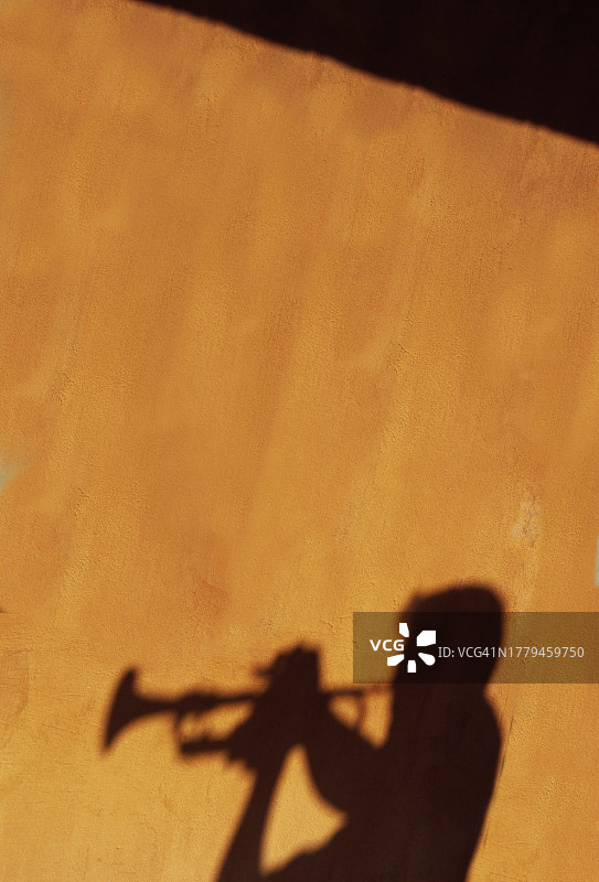 喇叭演奏者的影子图片素材