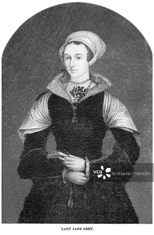 简·格雷或简·达德利肖像（婚后）及“九日女王”图片素材