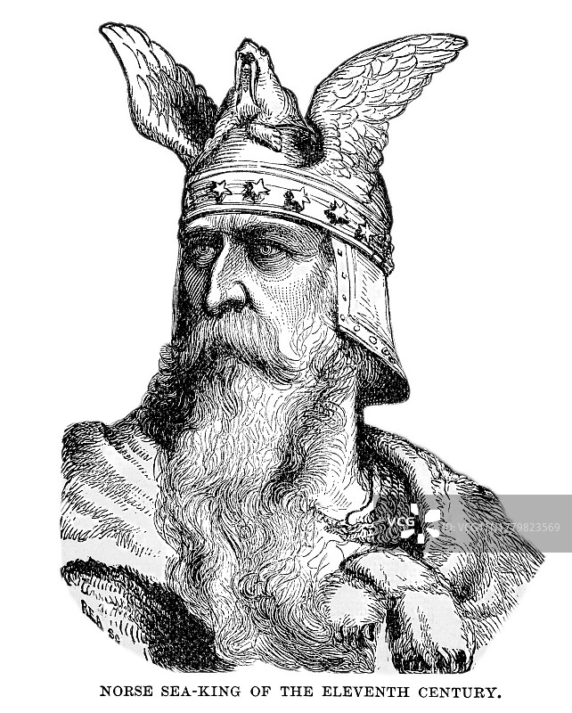维京时代北欧海盗国王肖像图片素材