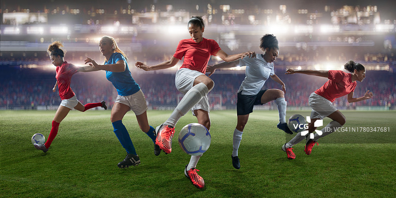 女子足球运动员体育蒙太奇图片素材