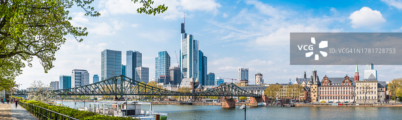 德国法兰克福美因河畔摩天大楼全景图片素材