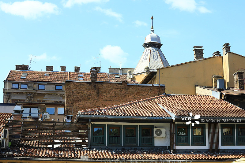 萨拉热窝老城区建筑和屋顶图片素材