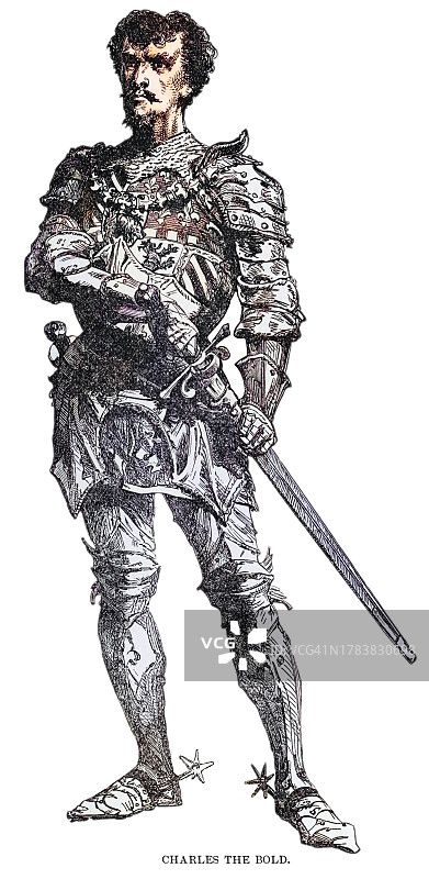 勃艮第公爵大胆的查理的古老雕刻插图图片素材