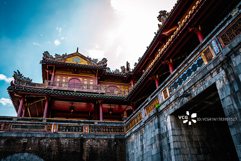 顺化古城宫殿建筑细节图片素材
