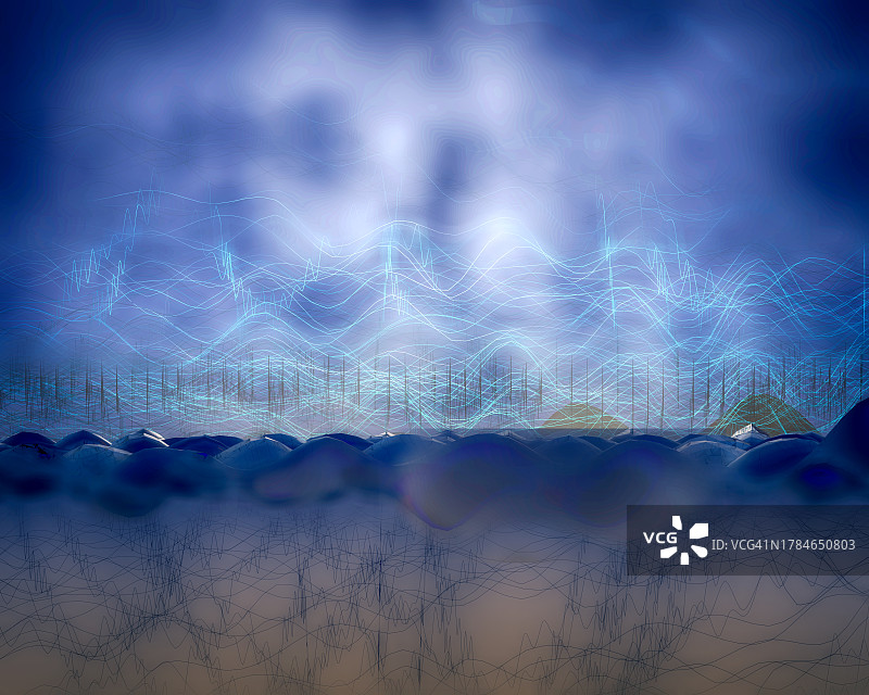 漂浮的抽象电子栅栏图片素材