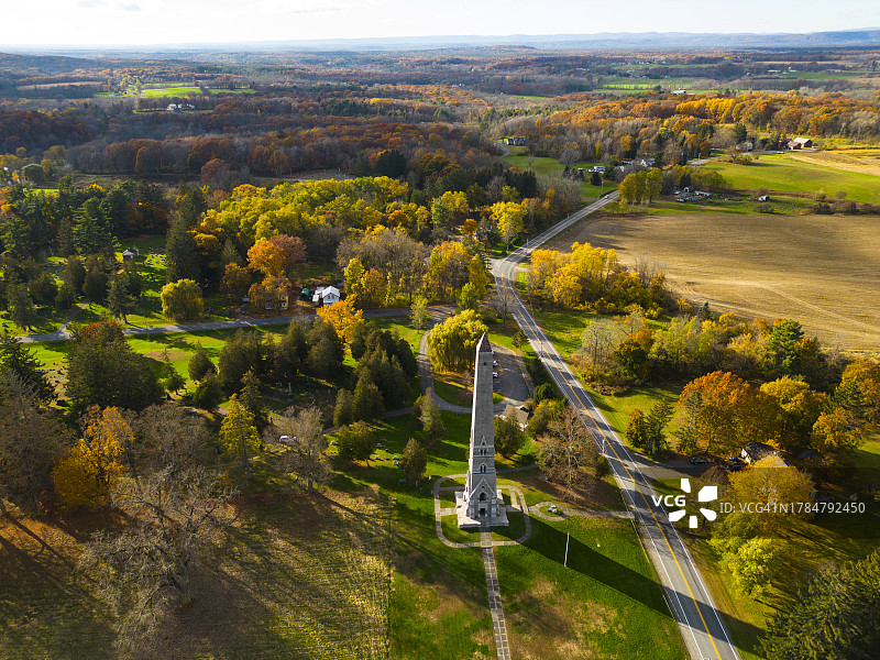 秋季萨拉托加战场纪念碑航拍图片素材