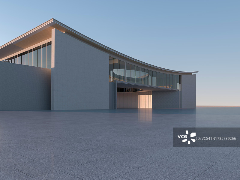 空旷的广场前的现代建筑图片素材