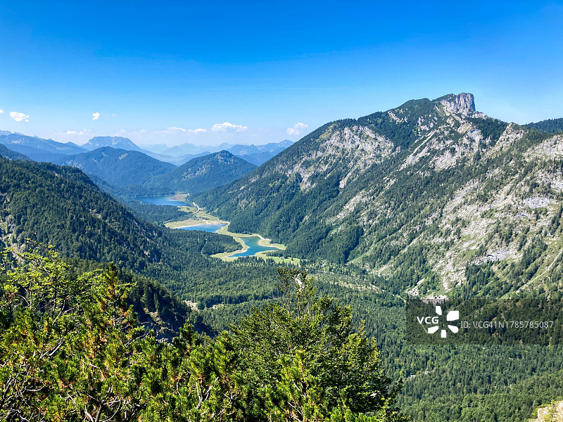 德国巴伐利亚州基姆高阿尔卑斯山脉鲁波尔丁附近的湖区景色图片素材