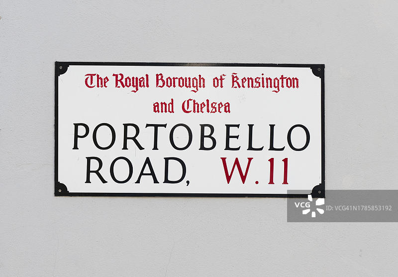 街道标志：伦敦诺丁山波多贝罗路，英国图片素材