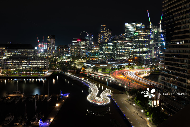 从船坞区眺望墨尔本中央商务区图片素材