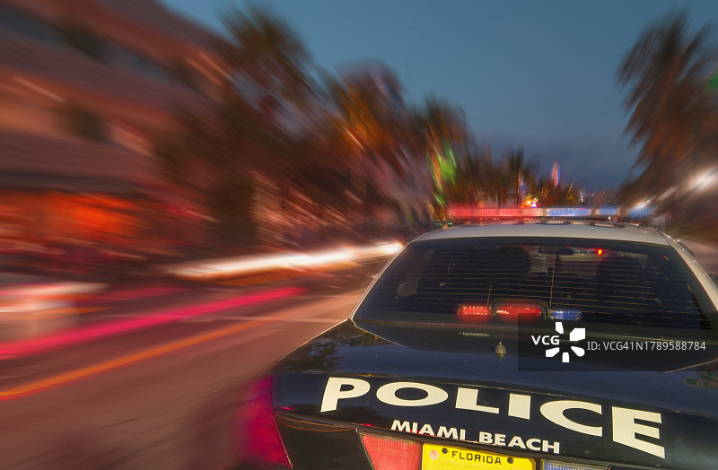 迈阿密海滩的警车图片素材