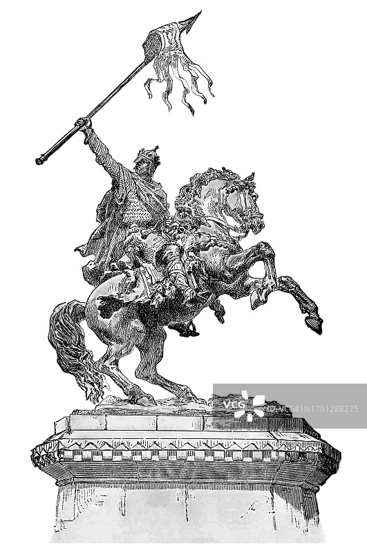 征服者威廉一世的骑马雕像图片素材