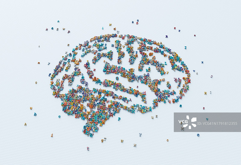 大脑形状的字母图片素材