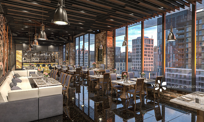 高档豪华的黑暗餐厅图片素材