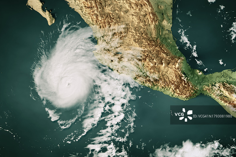 2023年飓风诺玛云图墨西哥3D渲染彩色图片素材