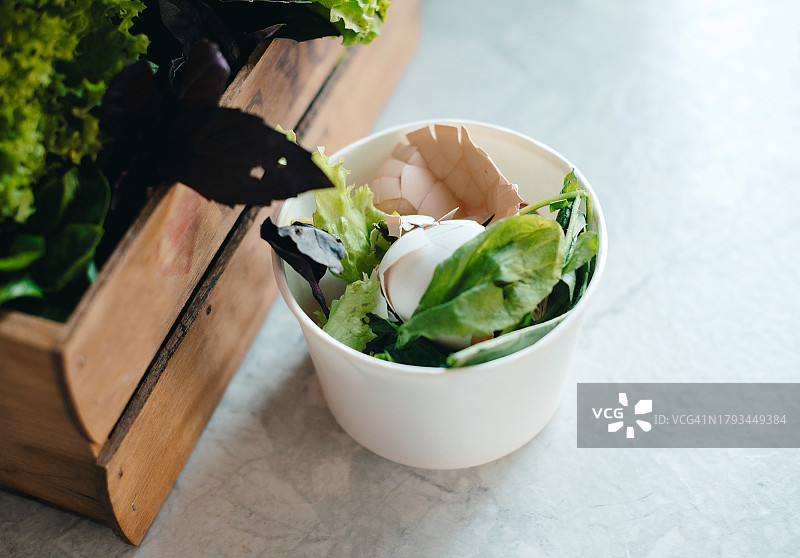 分离蔬菜残渣以进行堆肥图片素材