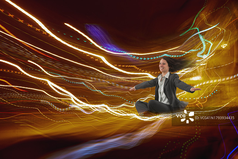 女商人魔幻数据之旅图片素材