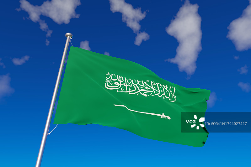 沙特阿拉伯国旗3D渲染图片素材