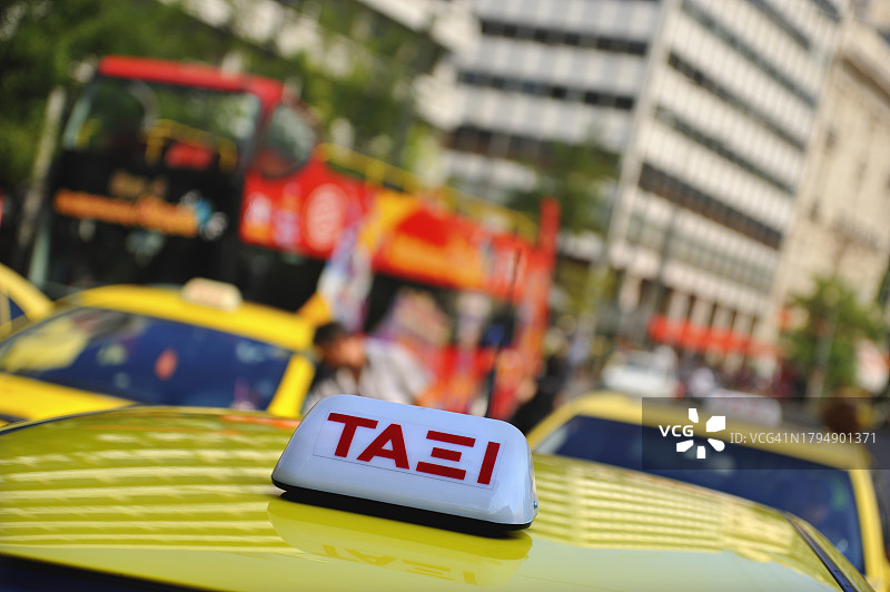 希腊雅典出租车标志图片素材