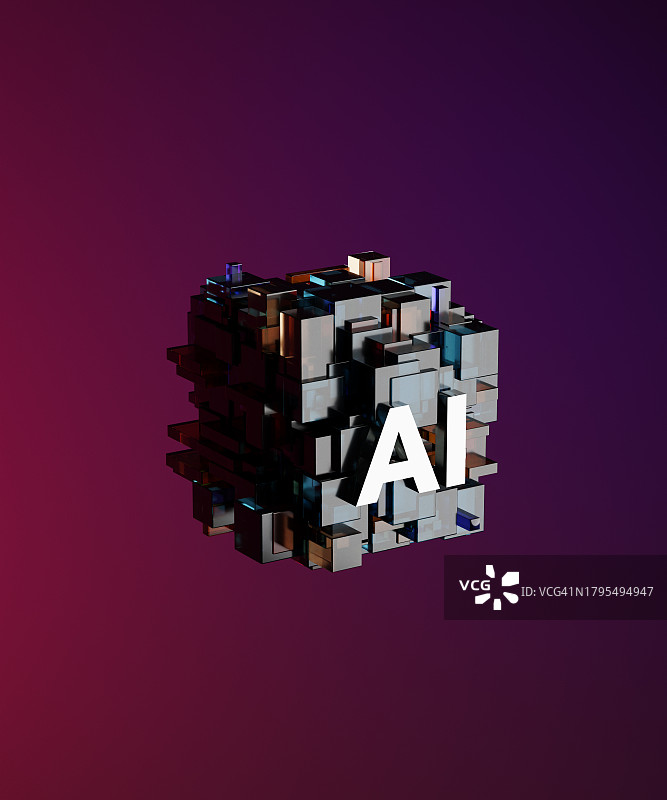 带AI标志的未来方块图片素材