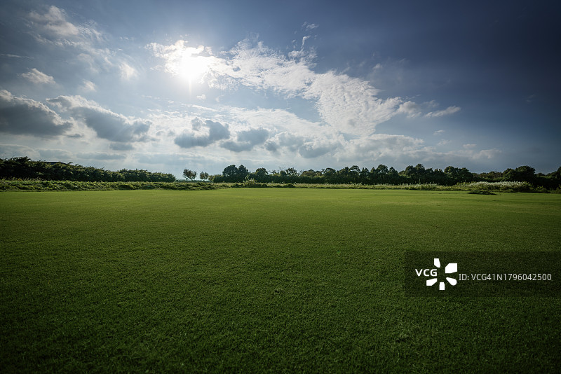 绿色草原和蓝色天空图片素材
