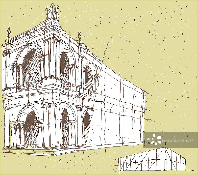 意大利历史建筑素描：维罗纳图片素材
