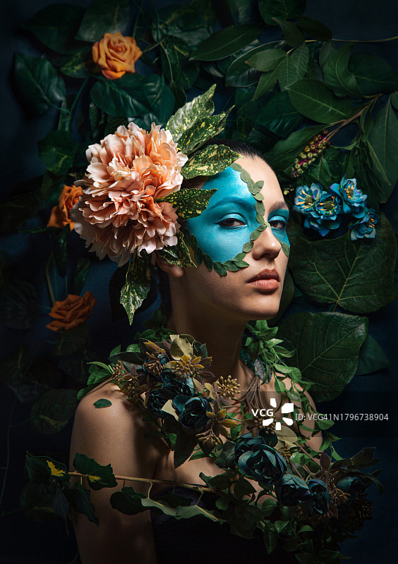 女人花卉肖像图片素材