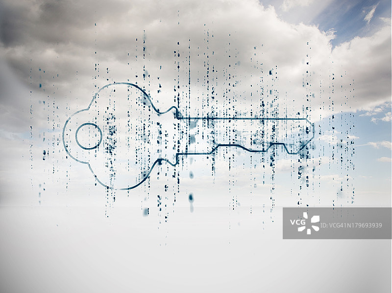 带有矩阵的数字蓝色钥匙图片素材