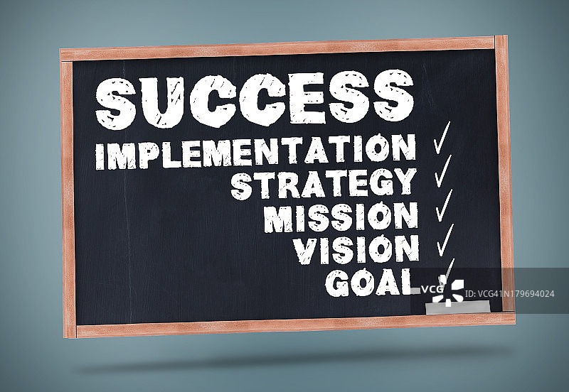 黑板上书写的成功术语图片素材