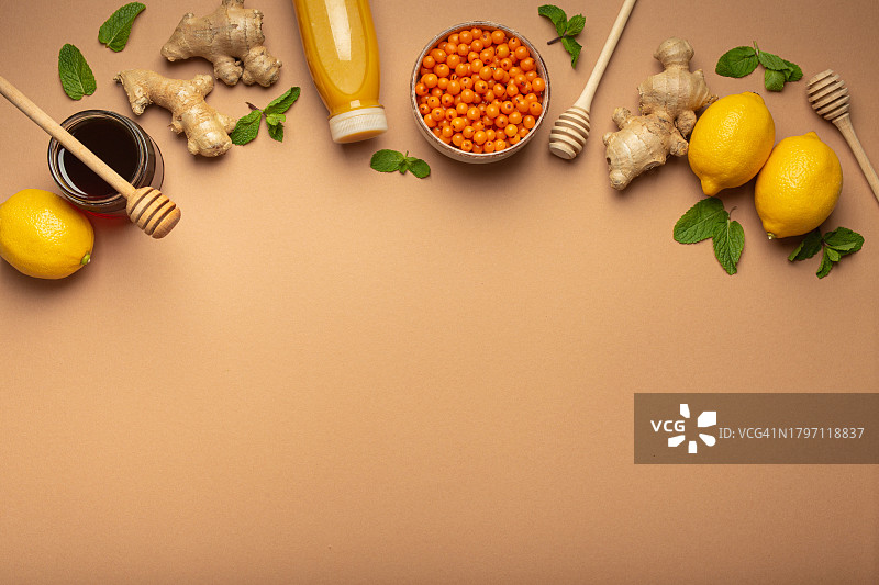 桌上食物和水果的俯视角度照片图片素材