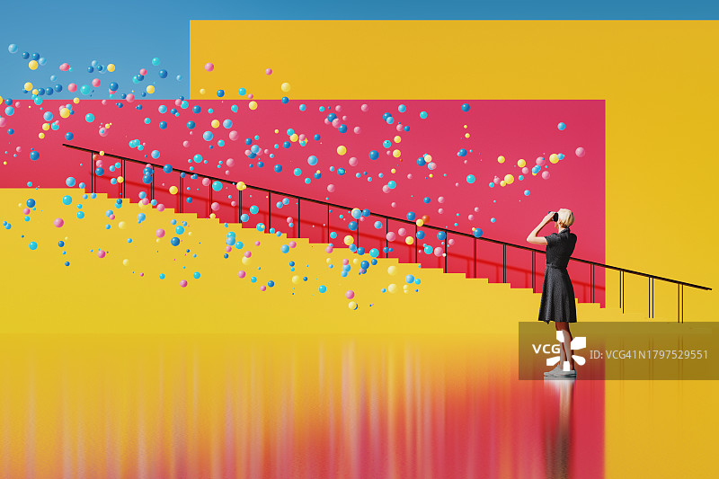 使用VR设备的休闲女人图片素材